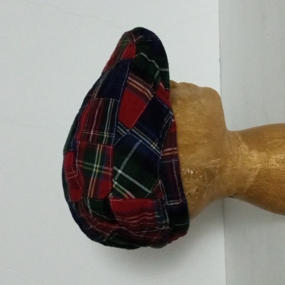 Dockers Patchwork Paperboy Cap Size S/M Blue Red Plaid Preowned - Picture 4 of 5